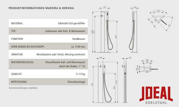 Ideal douche Madeira