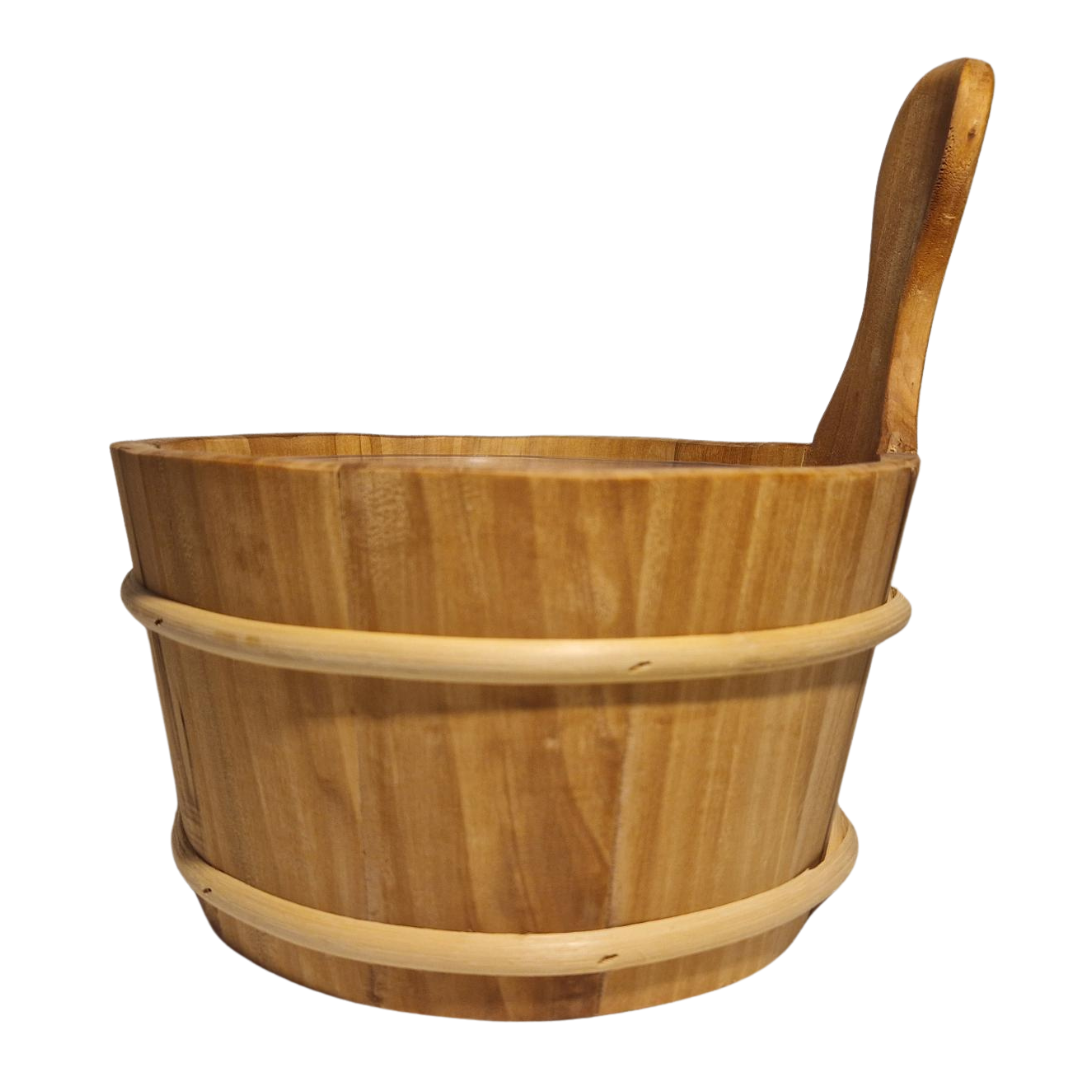 Rento Houten Sauna emmer, lepel en 500 ml Eucalyptus opgietmiddel - Donker