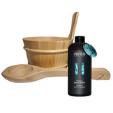 Rento Houten Sauna emmer, lepel en 500 ml Eucalyptus opgietmiddel - Licht