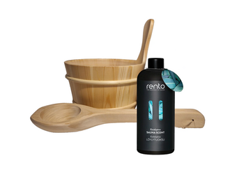 Rento Houten Sauna emmer, lepel en 400 ml Eucalyptus opgietmiddel - Licht