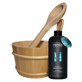 Rento Houten Sauna emmer, lepel en 500 ml Eucalyptus opgietmiddel - Licht