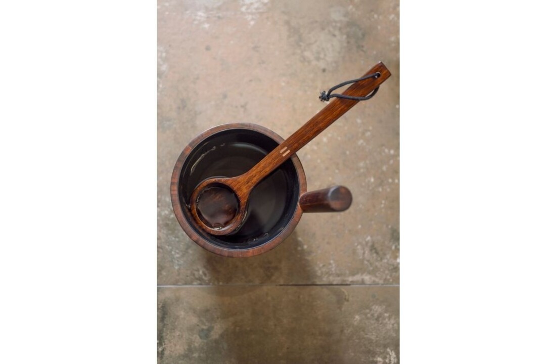 Rento Sauna Bamboe Cadeauset - Emmer + Lepel + Geur - Donkerbruin