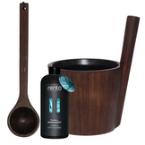 Rento Sauna Bamboe Cadeauset - Emmer + Lepel + Geur - Donkerbruin