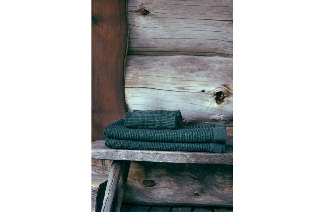 Rento Handdoek Kenno 50x70 cm Zwart / Donker groen