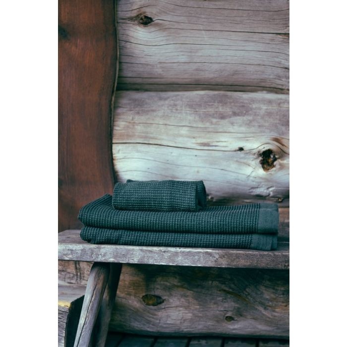 Rento Handdoek Kenno 50x70 cm Zwart / Donker groen