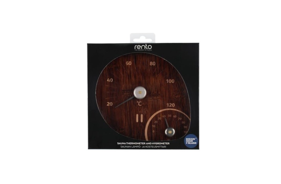 Rento Saunathermometer en hygrometer van dark bamboe
