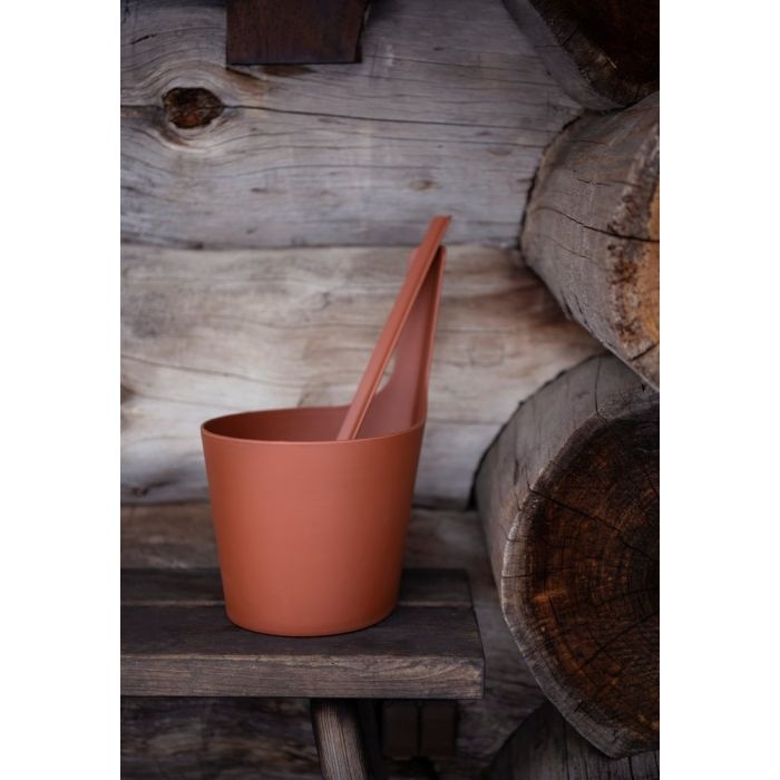 Rento Pisara Sauna Emmer en lepel biocomposiet oranje-bruin