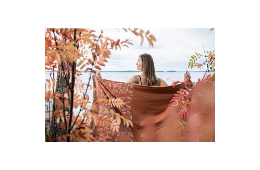 Rento Pino Sauna Badhanddoek oranje/bruin - 78x150 cm