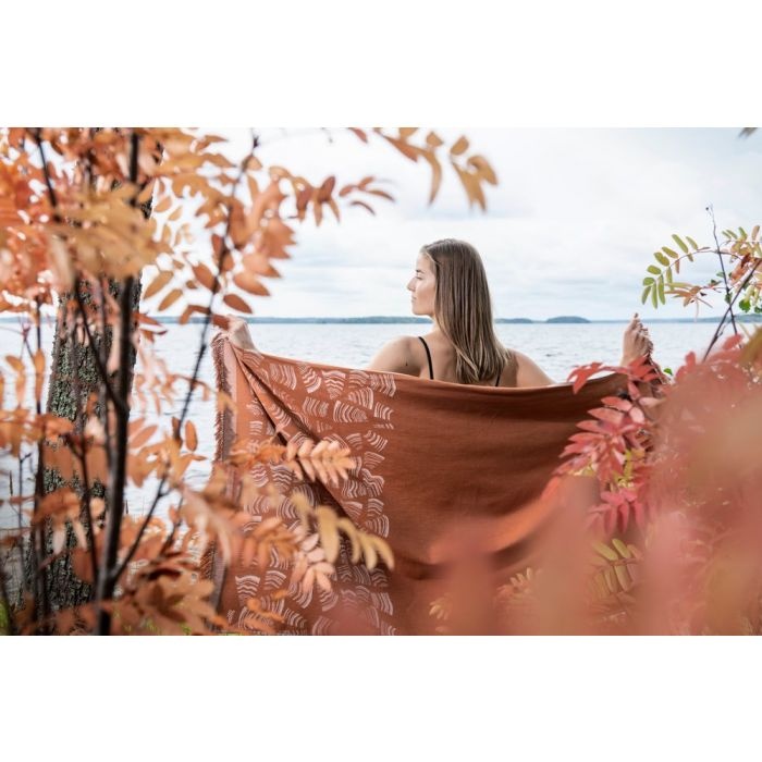 Rento Pino Sauna Badhanddoek oranje/bruin - 78x150 cm