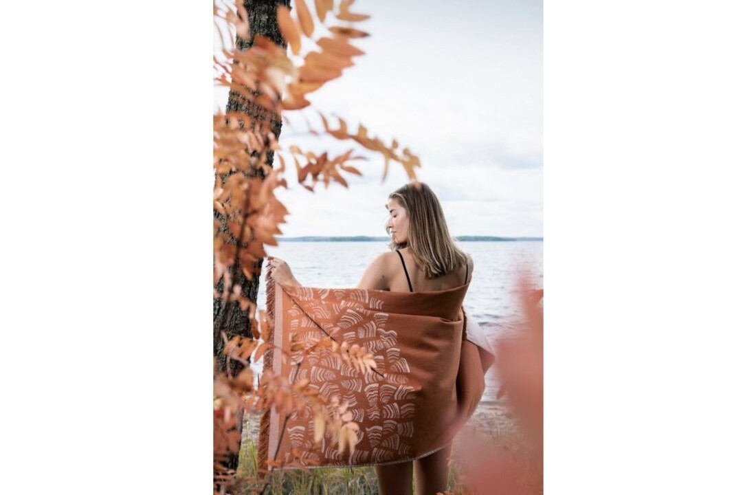 Rento Pino Sauna Badhanddoek oranje/bruin - 78x150 cm