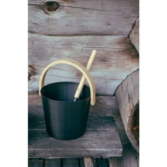 Rento Sauna Emmer Aluminium met Bamboe Handvat Zwart