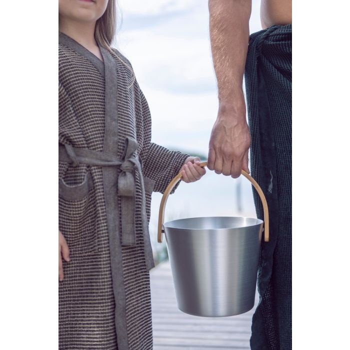 Rento Sauna Emmer Aluminium met Bamboe Handvat Naturel