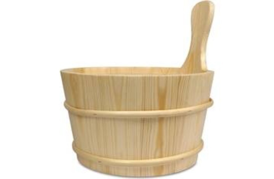 4Living Sauna emmer, lepel en 500 ml Euca opgietmiddel  - Sparren
