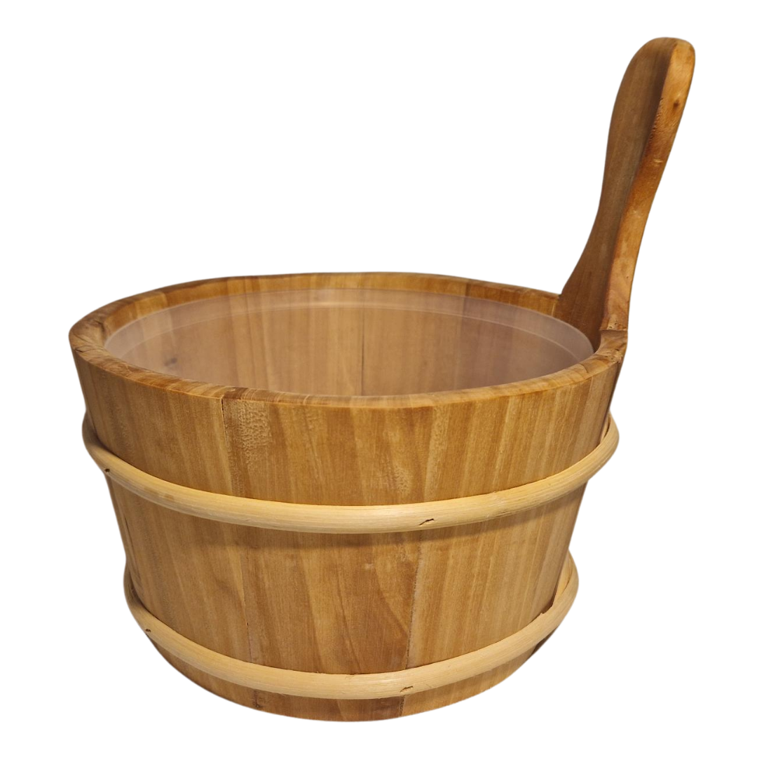 4living Sauna emmer, lepel en 500 ml Eucalyptus opgietmiddel - Elzen