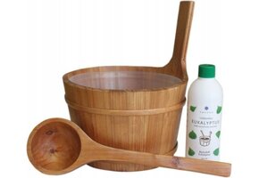 Emendo Sauna emmer, lepel en 500 ml Euca opgietmiddel  - Licht