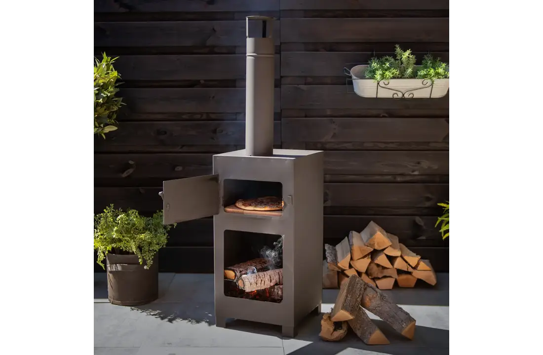 Fancy Flames Terraskachel + pizzaoven zwart