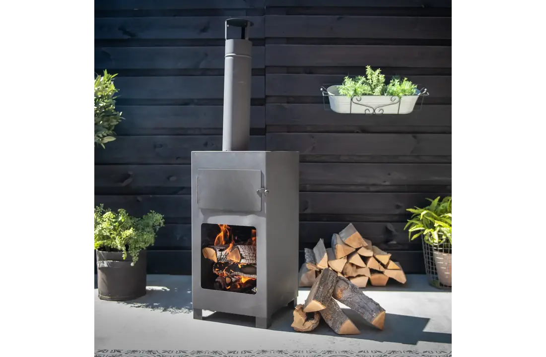 Fancy Flames Terraskachel + pizzaoven zwart