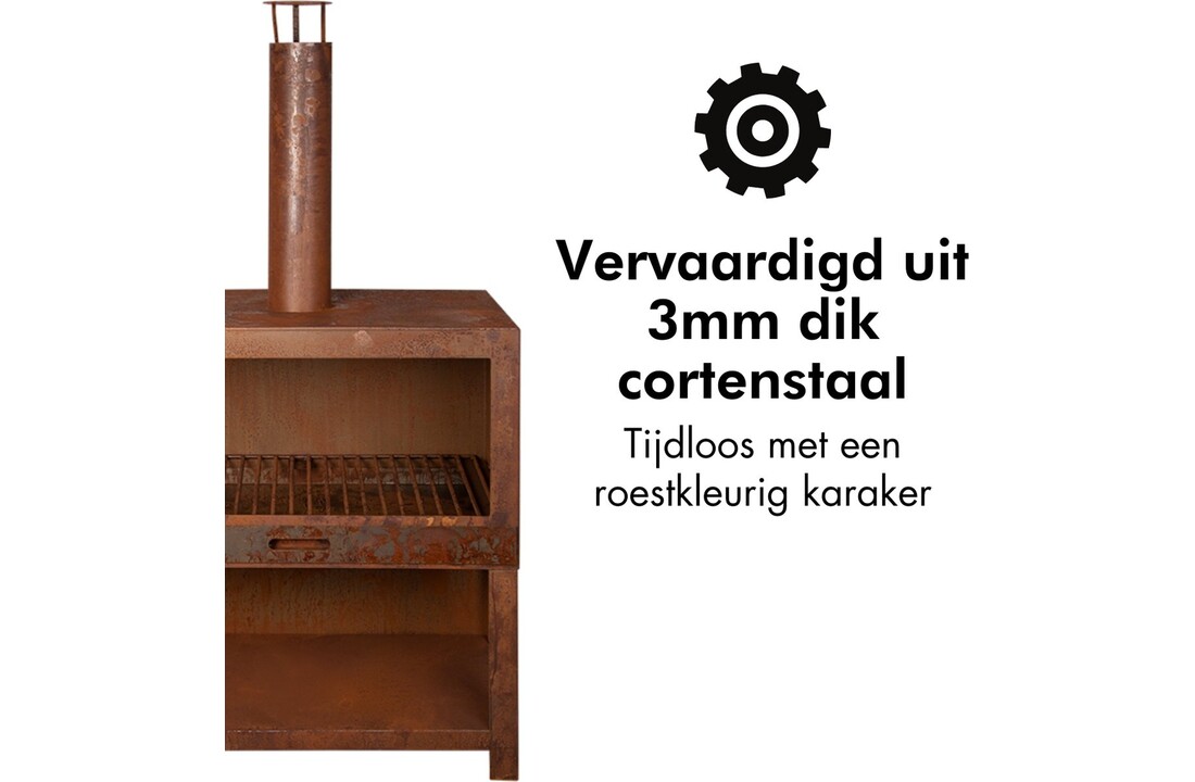 Terraskachel met houtopslag L - Vuurhaard roest