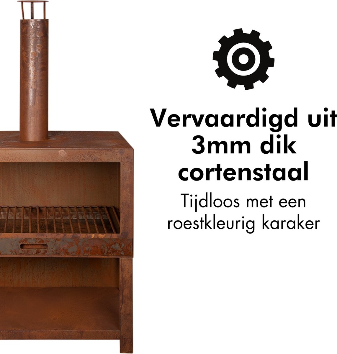 Terraskachel met houtopslag L - Vuurhaard roest