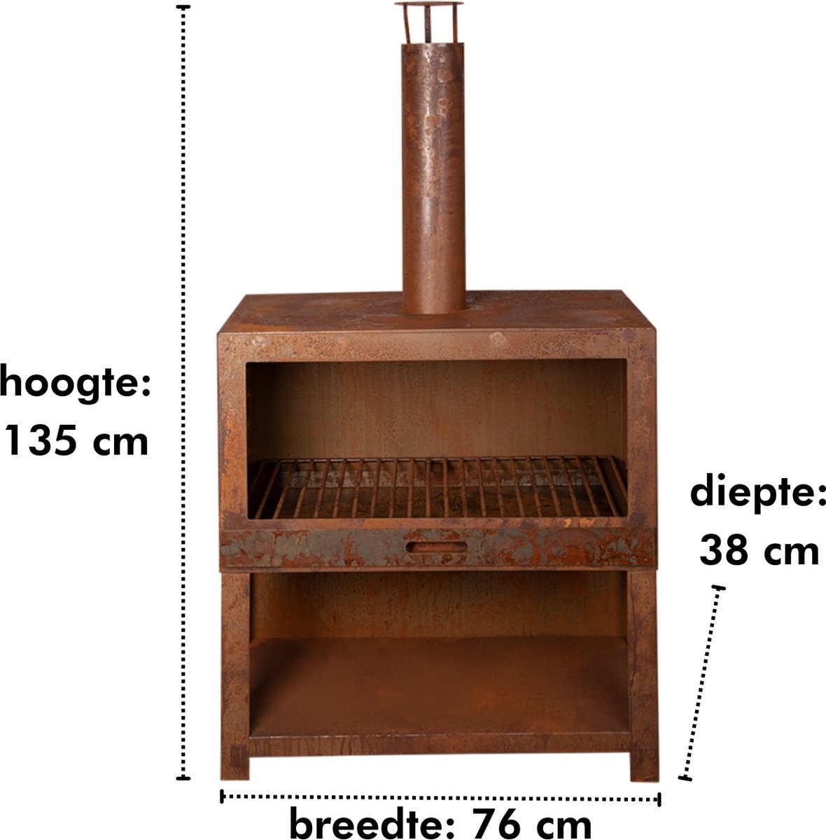 Terraskachel met houtopslag L - Vuurhaard roest