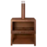 Terraskachel met houtopslag L - Vuurhaard roest