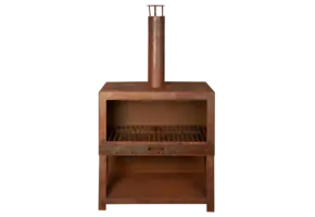 Terraskachel met houtopslag L - Vuurhaard roest