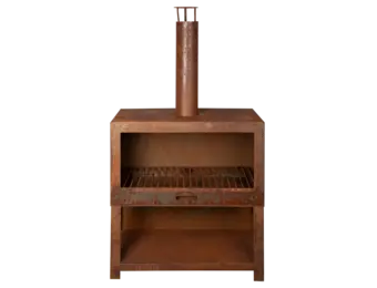 Terraskachel met houtopslag L - Vuurhaard roest
