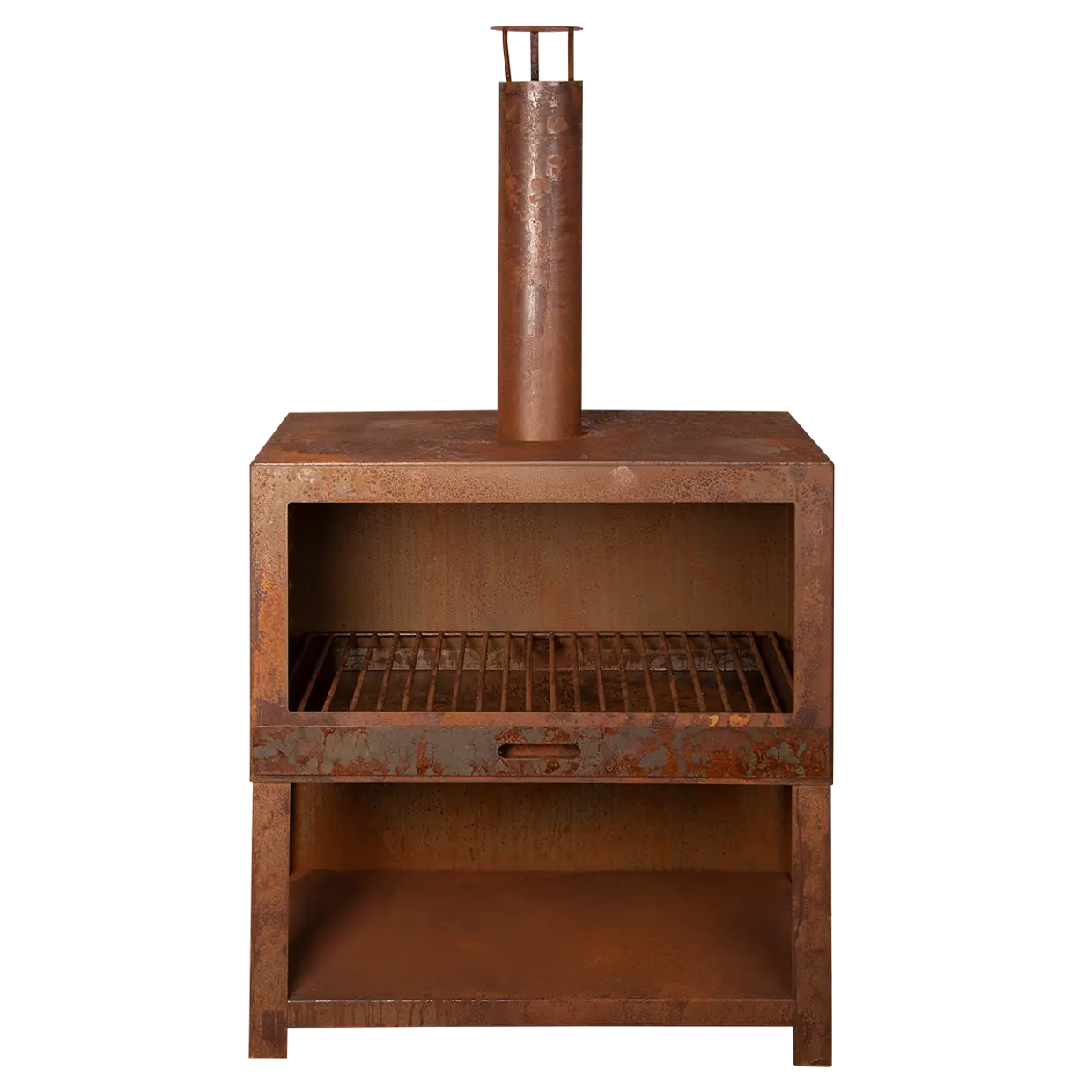 Terraskachel met houtopslag L - Vuurhaard roest
