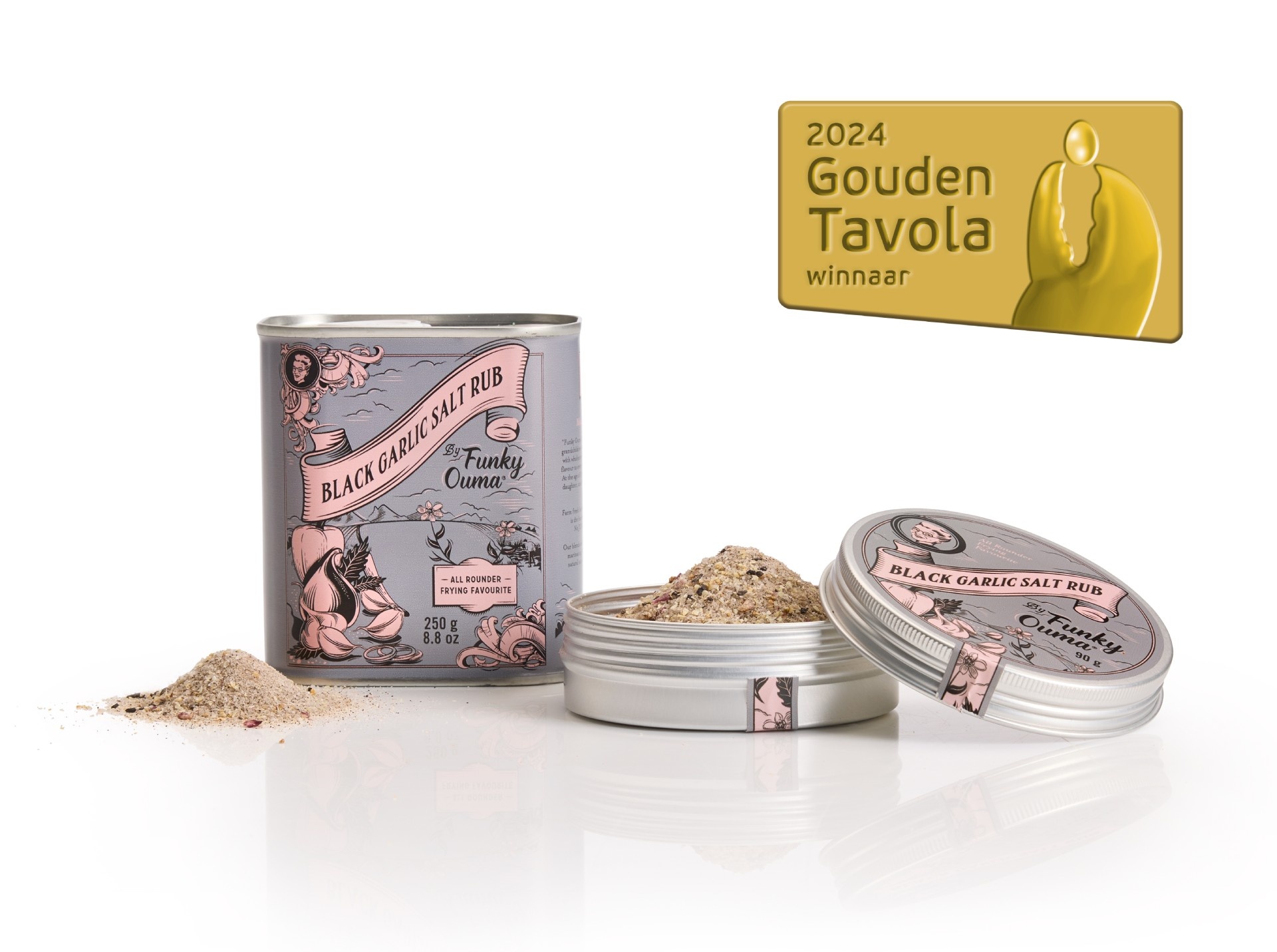 Black Garlic Salt Barbecue Zout Rub Blik – 250 gr of 90 gr