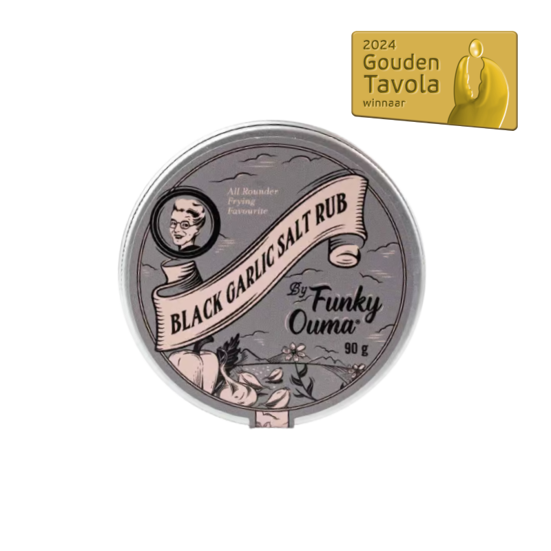 Black Garlic Salt Barbecue Zout Rub Blik – 250 gr of 90 gr