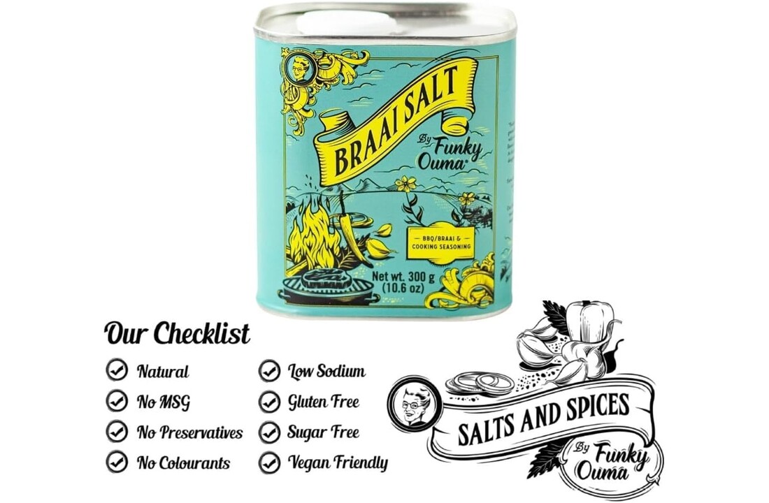 Braai Salt Barbecue Zout Rub Blik – 300 gr of 90 gr