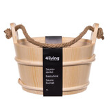 Rento Houten Sauna emmer met handvat touw, lepel en 400 ml Eucalyptus opgietmiddel - Licht
