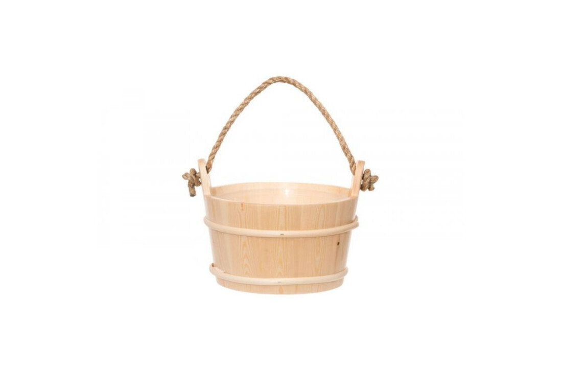 Rento Houten Sauna emmer met handvat touw, lepel en 400 ml Eucalyptus opgietmiddel - Licht