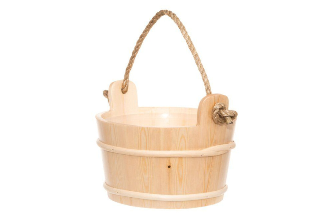 Rento Houten Sauna emmer met handvat touw, lepel en 400 ml Eucalyptus opgietmiddel - Licht