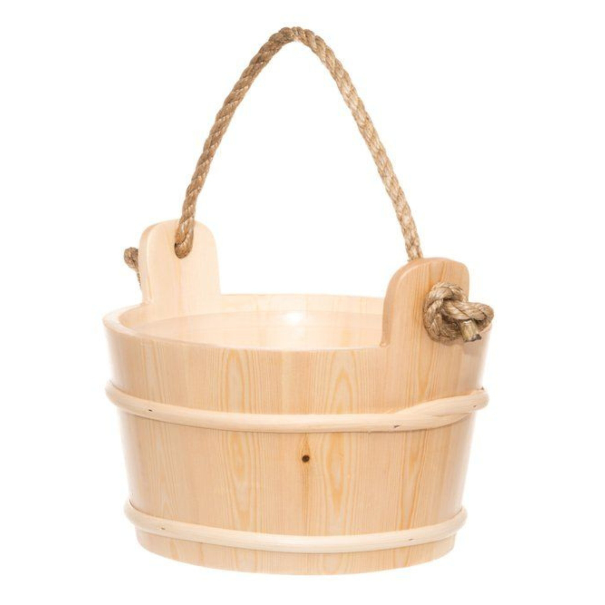 Rento Houten Sauna emmer met handvat touw, lepel en 400 ml Eucalyptus opgietmiddel - Licht