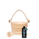 Rento Houten Sauna emmer met handvat touw, lepel en 400 ml Eucalyptus opgietmiddel - Licht