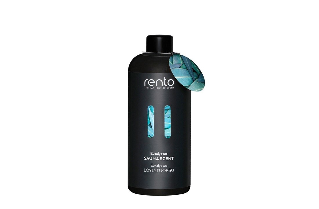 Rento Houten Sauna emmer met handvat touw, lepel en 400 ml Eucalyptus opgietmiddel - Donker