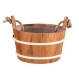 Rento Houten Sauna emmer met handvat touw, lepel en 400 ml Eucalyptus opgietmiddel - Donker