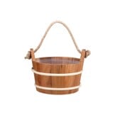 Rento Houten Sauna emmer met handvat touw, lepel en 400 ml Eucalyptus opgietmiddel - Donker