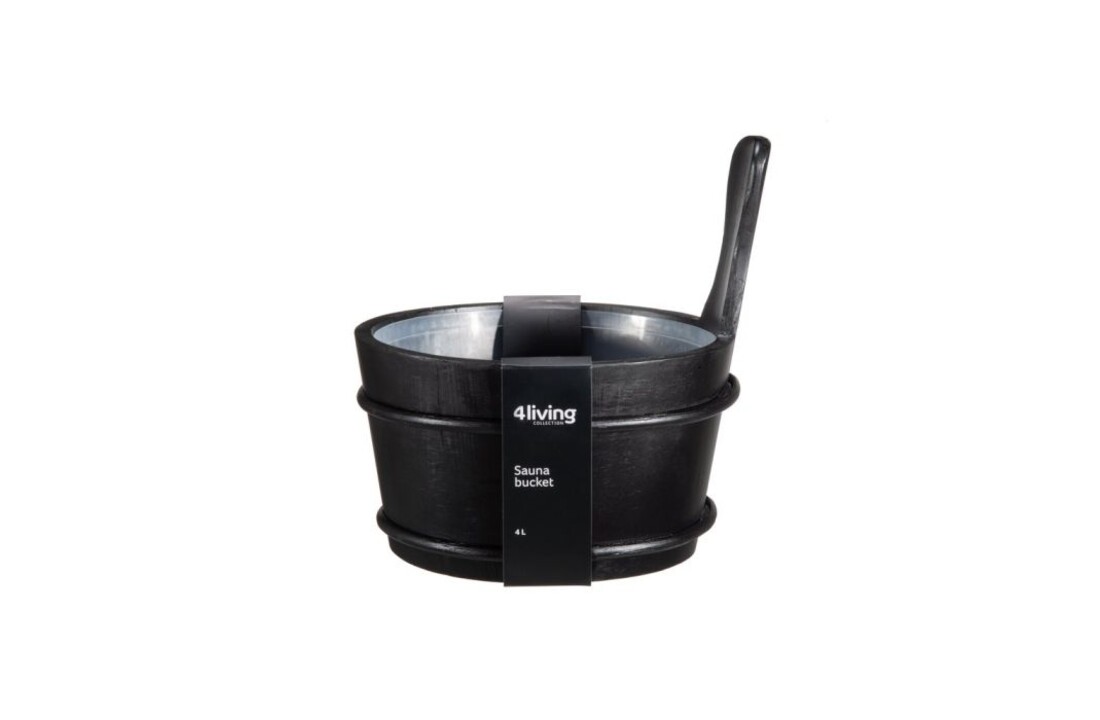 Emendo Sauna emmer, lepel en 1000 ml Euca opgietmiddel  - Zwart