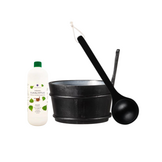 Emendo Sauna emmer, lepel en 1000 ml Euca opgietmiddel  - Zwart