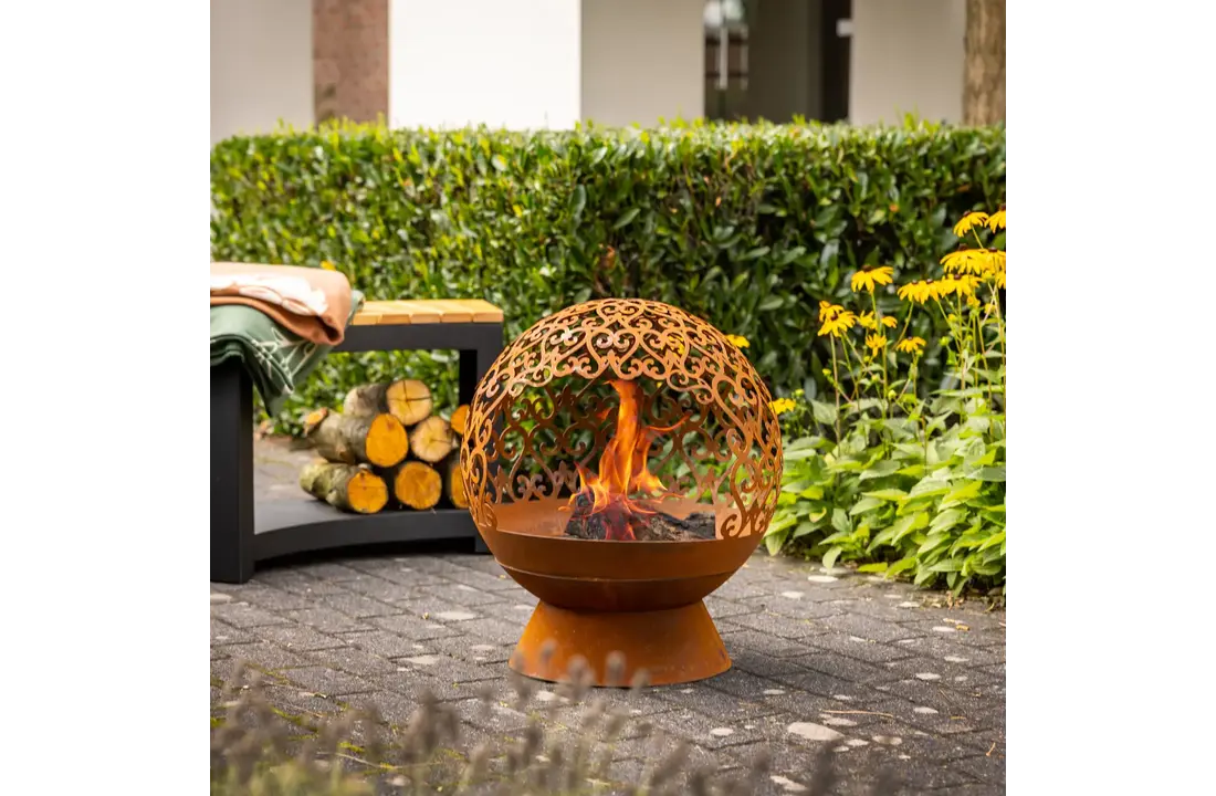 Fancy Flames Vuurschaal Roest Laser Cut Krullen S