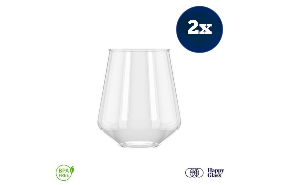 HappyGlass Lady Yoko Drinkglas- Set van 2 Kunststof Glazen 400 ml