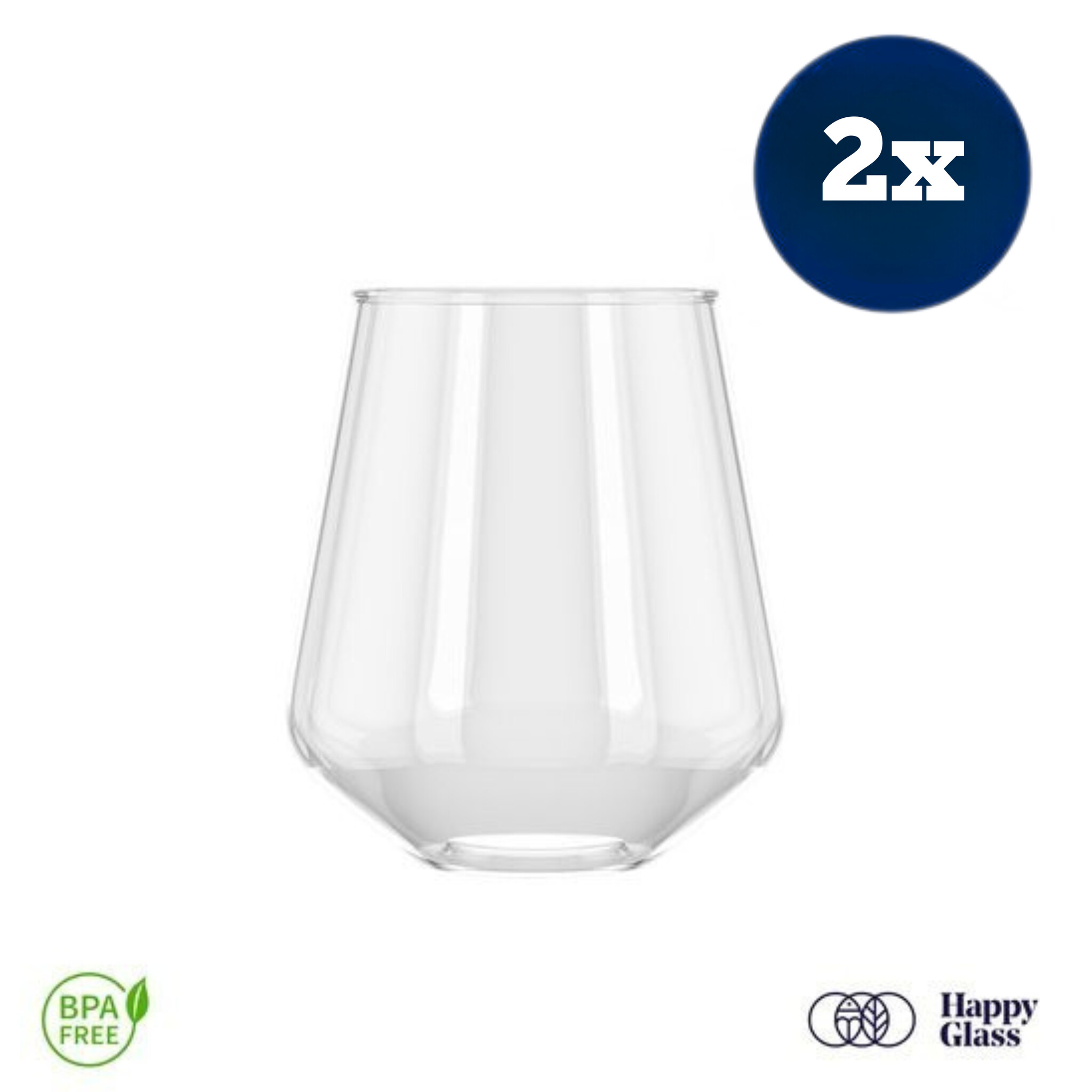 HappyGlass Lady Yoko Drinkglas- Set van 2 Kunststof Glazen 400 ml