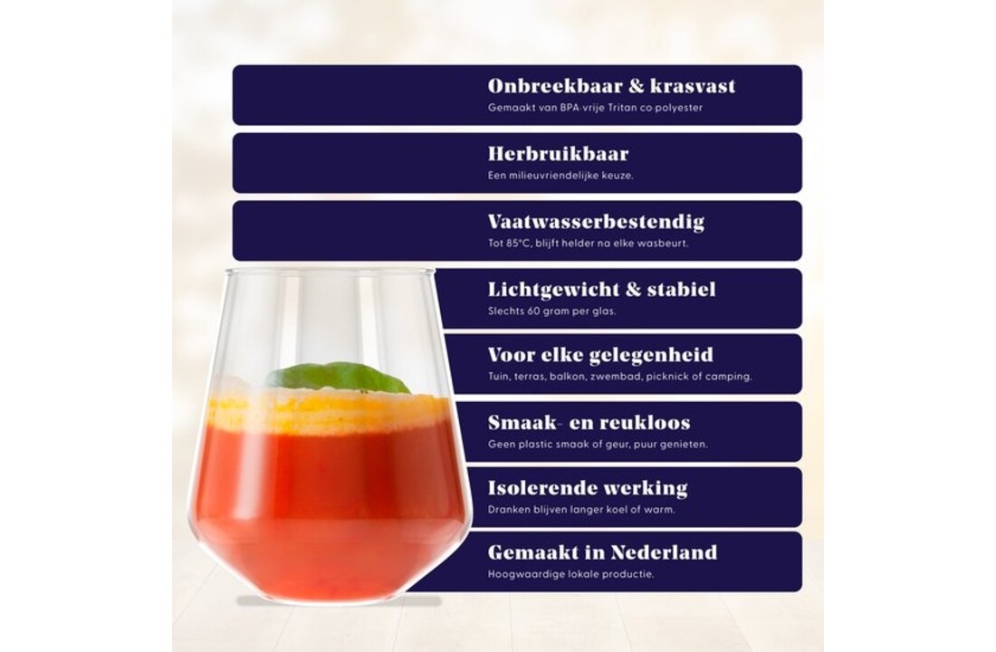 HappyGlass Lady Yoko Drinkglas- Set van 2 Kunststof Glazen 400 ml