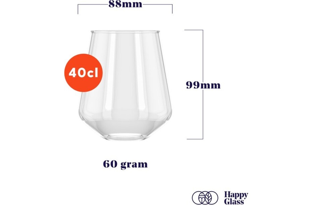 HappyGlass Lady Yoko Drinkglas- Set van 2 Kunststof Glazen 400 ml