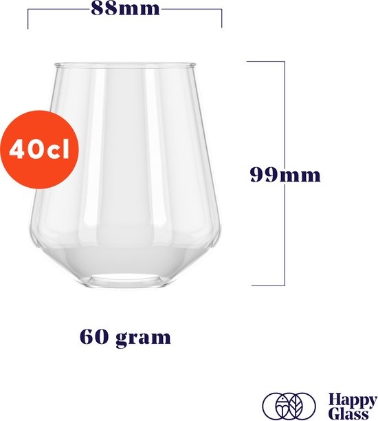 HappyGlass Lady Yoko Drinkglas- Set van 2 Kunststof Glazen 400 ml