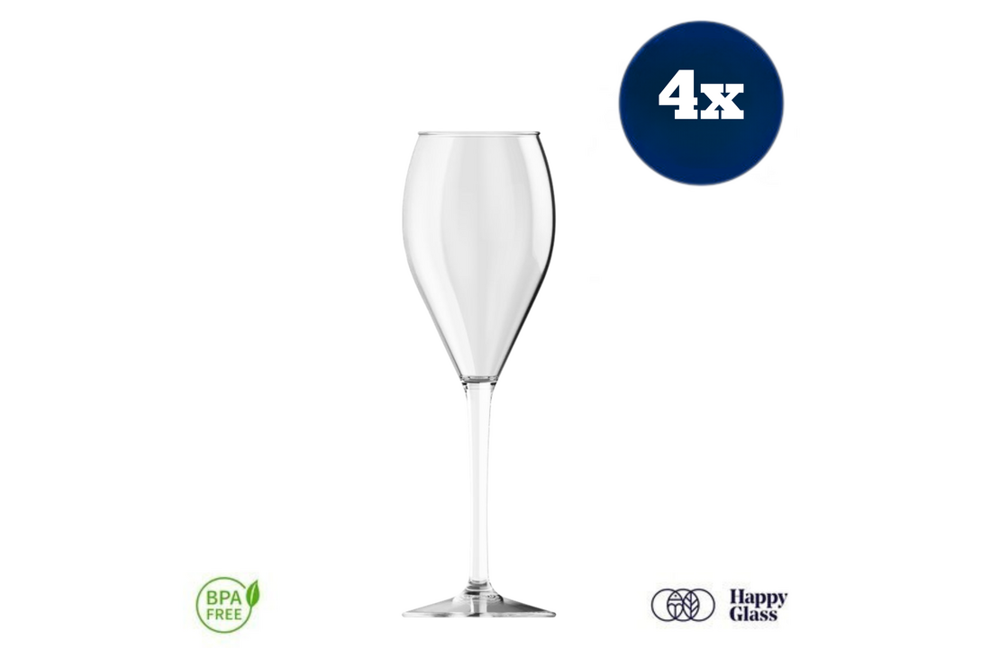 HappyGlass Miss Muse Champagneglas- Set van 4 Kunststof Glazen 240 ml