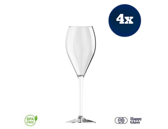 HappyGlass Miss Muse Champagneglas- Set van 4 Kunststof Glazen 240 ml