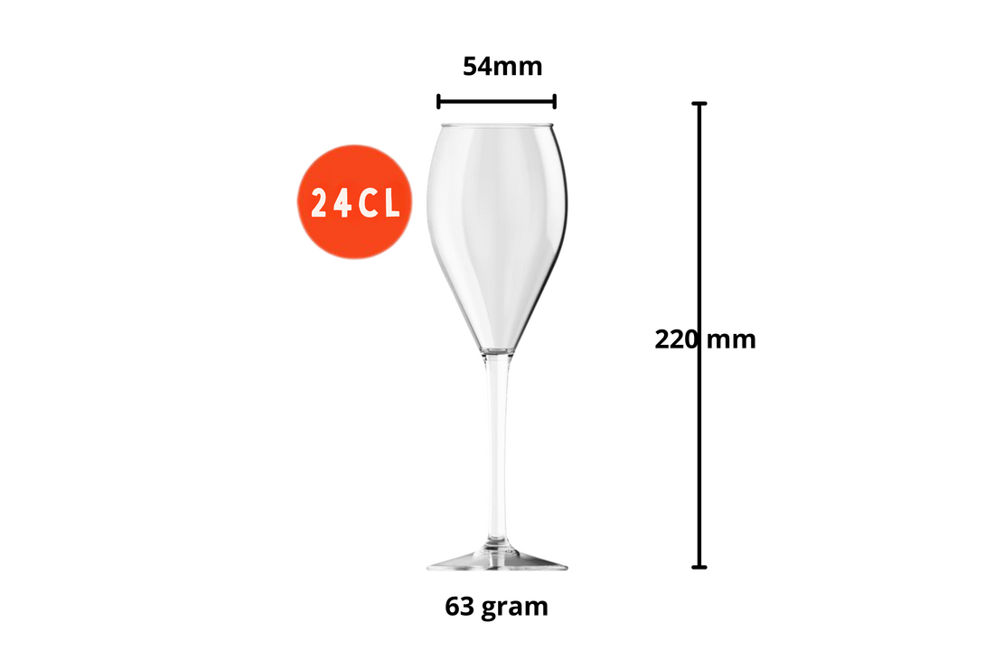 HappyGlass Miss Muse Champagneglas- Set van 4 Kunststof Glazen 240 ml